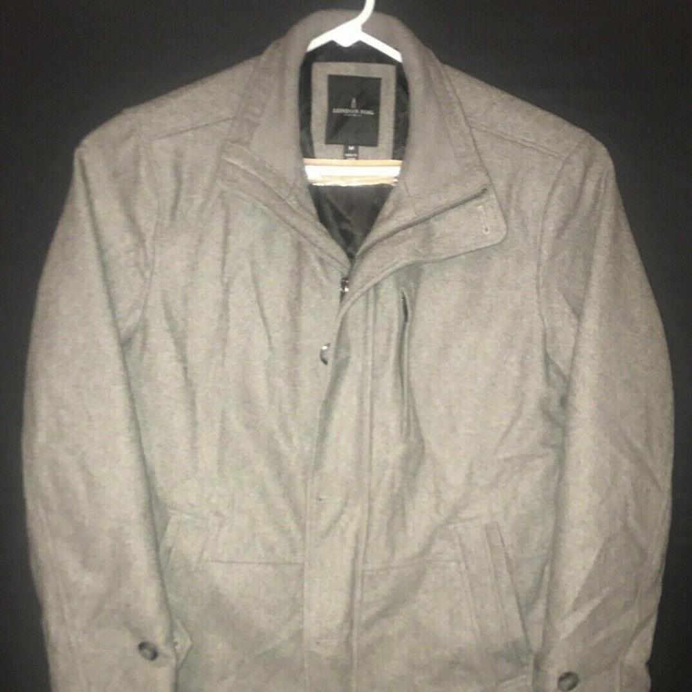 London Fog men medium grey jacket chest pocket